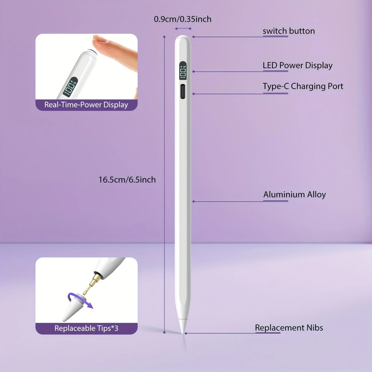 Digital display first generation fast-charging active pen(For iPad 2018~2025)